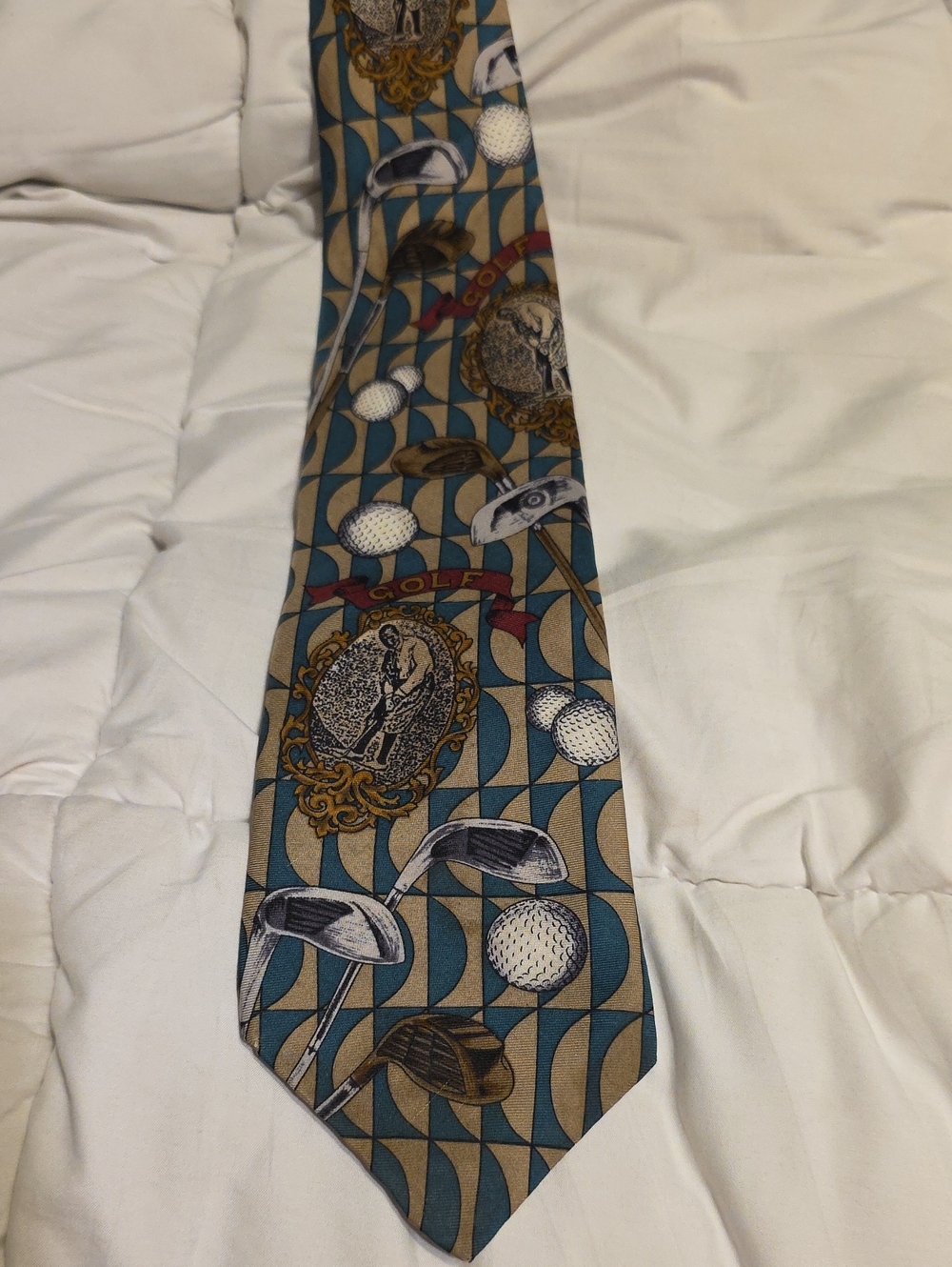 Vintage Golf Print Tie Unique